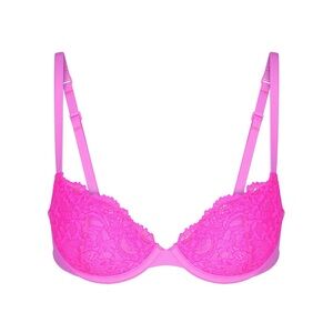 Skims NWT fits everybody lace Demi push-up bra neon pink - 32C